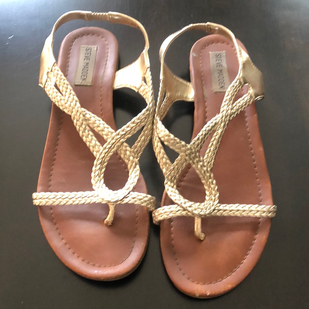 Steve Madden P-KASI Gold Braided Sandal size 10